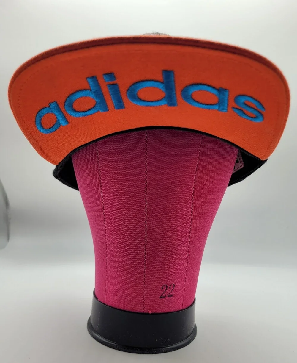 Adidas Hat Cap StrapBack Black Orange Trefoil Logo Embroidered Mens UnderbrimY2K